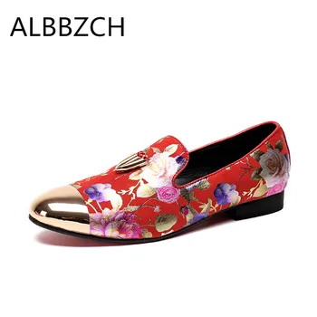 

Summer new mens printing leather casual shoes men fashion tassel loafers slip on wedding shoes luxury design career work shoes