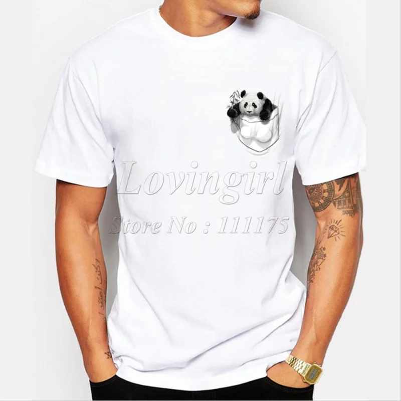 

new arrivals 2019 men's fashion pocket panda design t-shirt Harajuku funny tee shirts Hipster O-neck cool tops