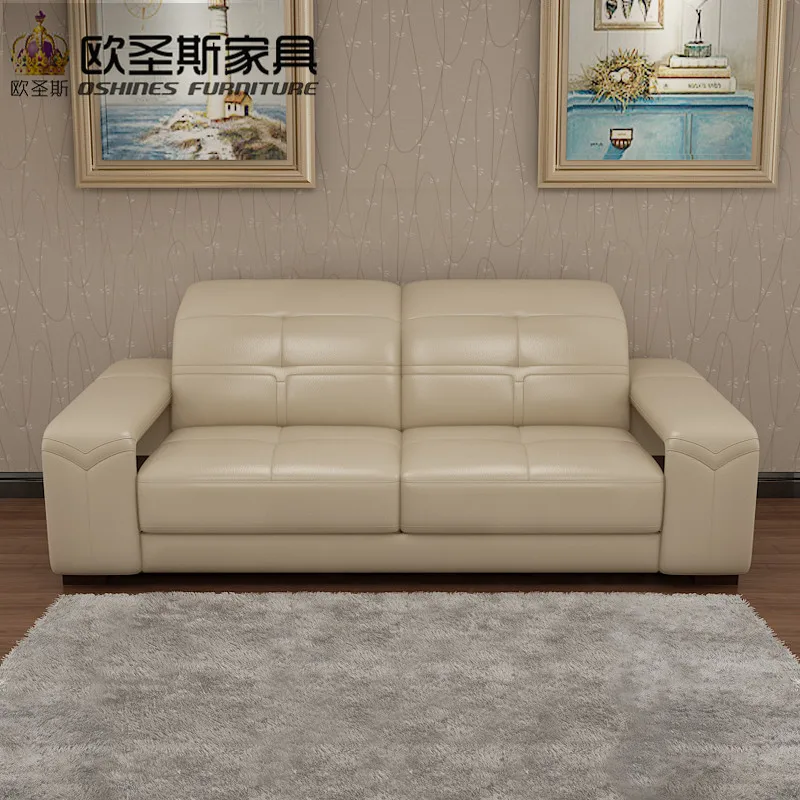 

2019 New Modern Sectional Furniture Livingroom Full Leather Sofa Set With Wood Legs Adjustable Headrest Storage Arm 629A