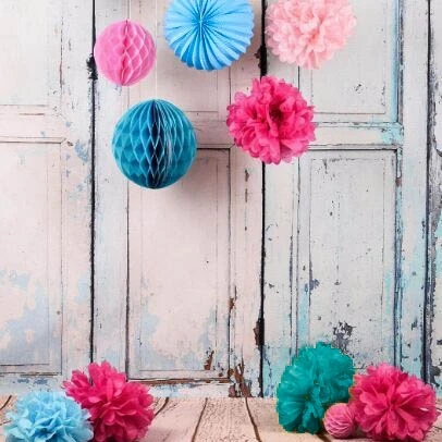 

New 11Pcs Blue& Pink Set Home Accordion lanterns Paper Crafts Home Decoration Wedding Valentines Day Birthday Party Honeycomb