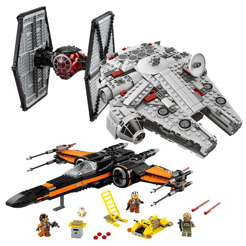 

Legoings Star Wars Building Kit Millennium Falcon Poe's X Wing Fighter Building Blocks Bricks Toys Compatible 75101 75149 75102