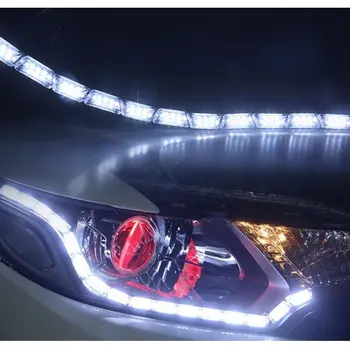 

2pieces/set 2-tone White/Amber Car Headlight knight rider Flowing Led stripe Daytime Running Light for Headlight DIY decoration