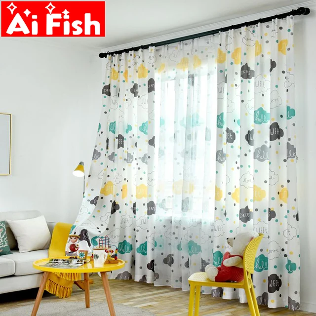 Cartoon Blackout Curtains Cute Cloud Pattern Curtain For Living Room Cartoon Blackout Curtains Cute Cloud Pattern Curtain For Living Room Door Window Valance Kid S