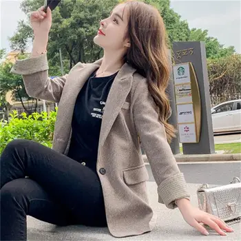 

Women's small suit jacket female spring and autumn casual retro British wind chic jacket suit female students Slim Wild trend