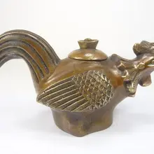 Старинная китайская ручная работа превосходный резной чайник в форме курицы