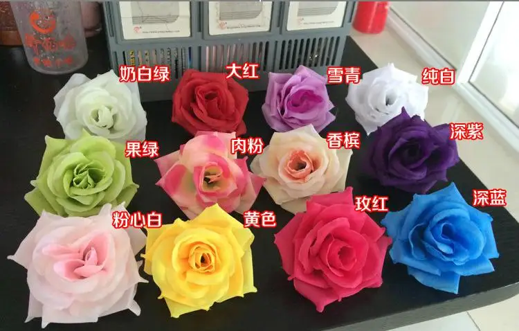 Mix colors 100 шт./лот 8 см Тиффани синий Искусственные головки цветов шар из цветков розы головы брошь праздничное свадебное оформление Шелковые цветы - Цвет: Mix colors