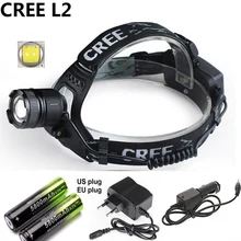 Перезаряжаемые светодиодный налобный фонарь 2400 люмен XM-L L2 головного света с 3 режимами стробоскопический источник света, SOS светодиодный вспышкой 18650 Батарея с зарядным устройством