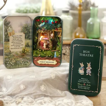 

Doll House DIY miniature 3D Wooden Puzzle Dollhouse miniaturas Furniture House Doll For Birthday Gift Toys Box Theatre Trilogy