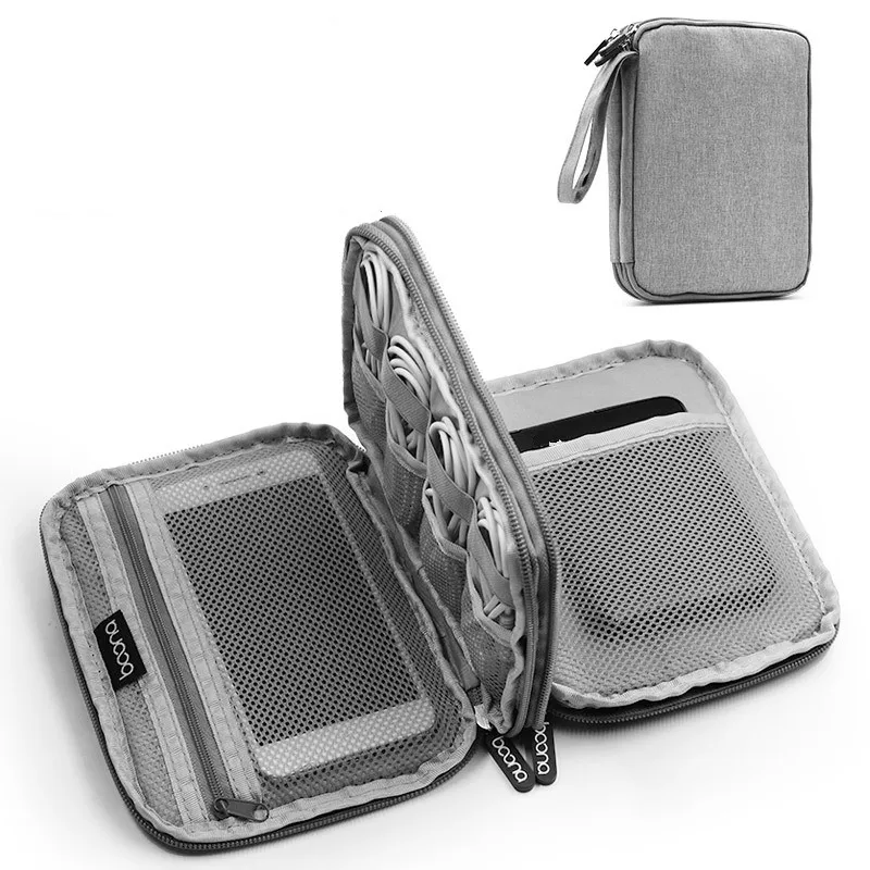 

Men Wristlet Purse Handbag Organizer USB Data Cable Earphone Wire Power Bank Travel Bag Kit Case Digital Gadget Devices