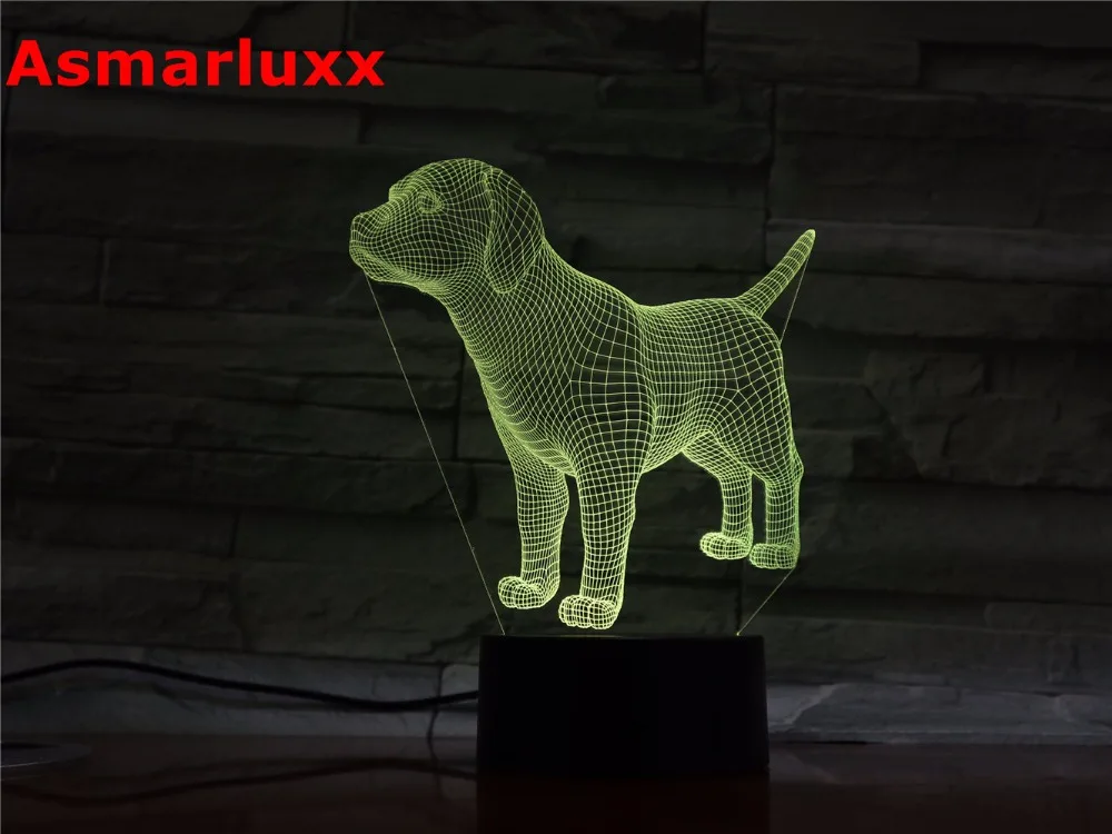 Симпатичная собака-щенок 3D Оптическая иллюзия настольная лампа настроения Сенсорный пульт дистанционного управления 7 цветов домашний свет детский подарок Прямая поставка 3D1412