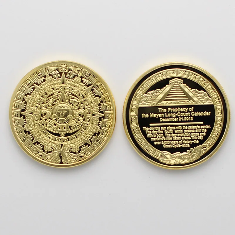 1 шт Тайная вечеря масонский Титаник слиток бар монеты золото посеребренный щит Биткоин Майя Трамп Месси коллекция монет - Цвет: maya coin