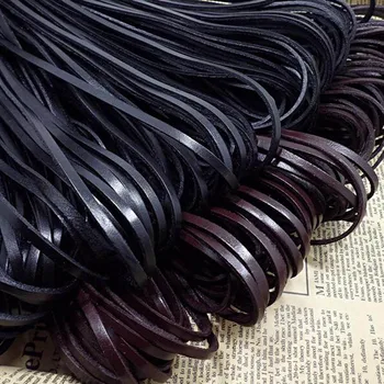 

5 Yard/lot Black Brown 4mm Width Flat Genuine Cow Leather Cord Rope for DIY Leather Bracelets Necklace Jewelry Making Findings