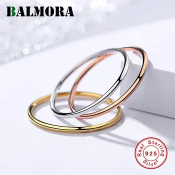 

BALMORA 1 Piece Hot 100% Real 925 Sterling Silver Rings for Women Lady Candyfancy Band Knuckle Stacking Midi Ring Gift Jewelry