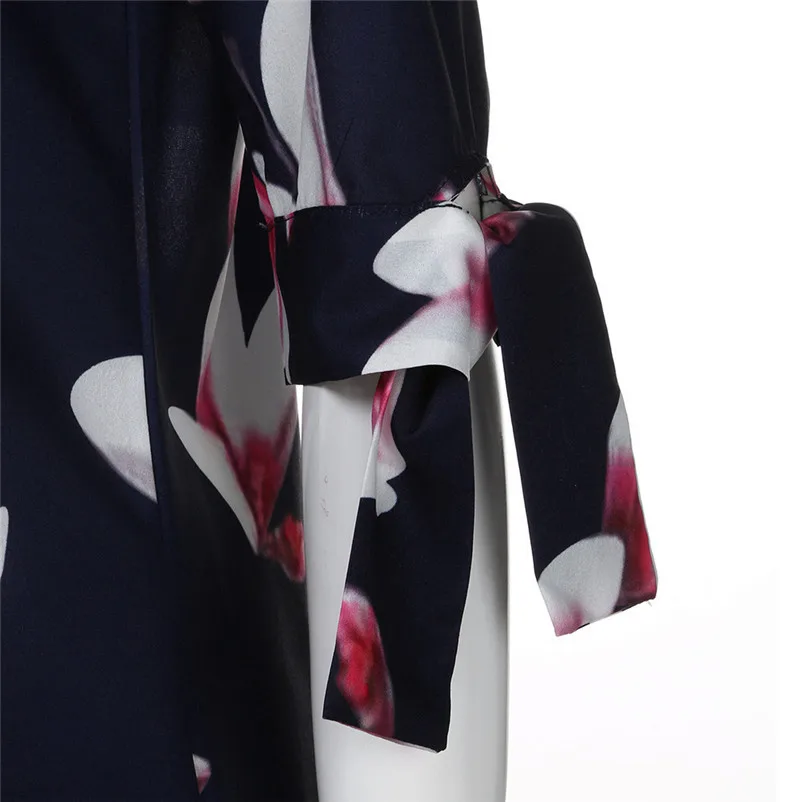 2018 HOT sell Dress summer Womens beach Floral Print Bowknot Sleeves Cocktail Mini Dress Casual Party Dress vestidos J07#N  (2)