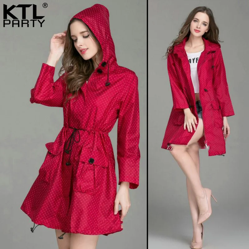 KTLPARTY Womens Japanese autumn and winter raincoats female waterproof