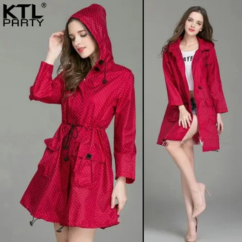 

KTLPARTY Womens Japanese autumn and winter raincoats female waterproof rain poncho lady fashion rain overcoat rainwear