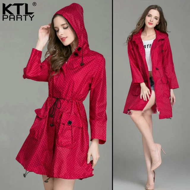 KTLPARTY Womens Japanese autumn and winter raincoats female waterproof