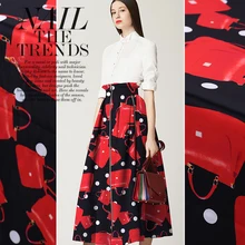 Новая красная сумка с принтом черный стрейч шелк атлас Ткань на метраж ширина 42 дюйма