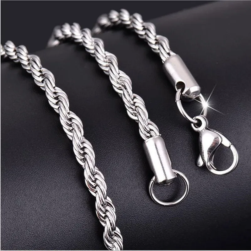 

2/3/4/5/6mm Width 316L Rope Chain Necklace Stainless Steel Men Women Spiga Plait Necklace Chain Silver Color DIY Jewelry Gift