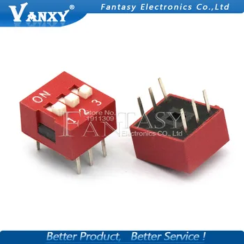 

10PCS DIP Switch 3 bit Way 2.54mm Toggle Switch Red Snap Switch Wholesale Electronic