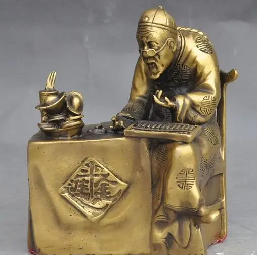 

chinese bronze Landlord Rich man Financial housekeeper Accounting wealth statue