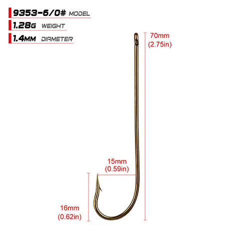 100 шт./лот длинный хвостовик рыболовный крючок FSS9353 - Цвет: 6O