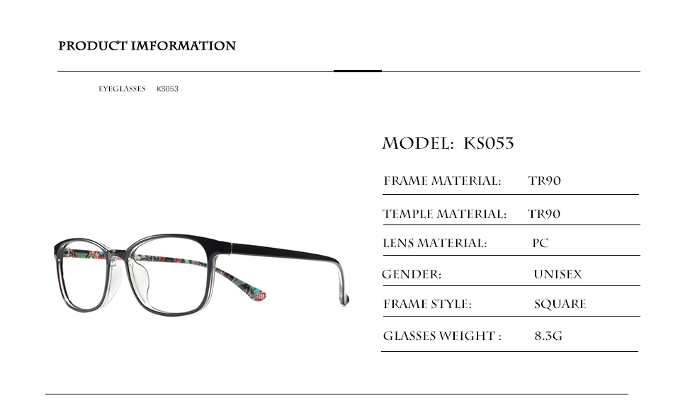 KISUNRISE Корея TR печать ультра легкие удобные модные очки Рамка корректирующие очки при близорукости оправа KS053