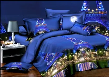 

Home Textiles 3D Bedclothes Paris Tower Night 4PCS Bedding Set King Or Queen