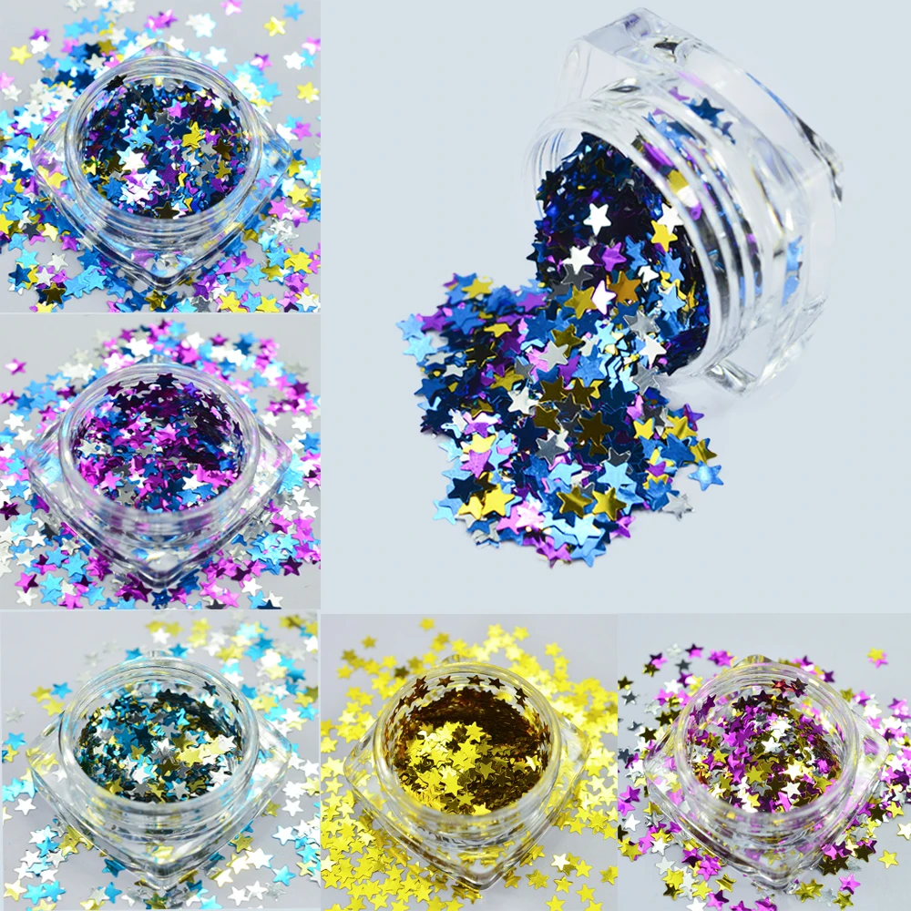 

1g Christmas 3D Glitter Sequins Nail Glitter Flakes Sparkly Star Mixed Color Nail Art DIY Decorations Nail Art Tips Tool TR01-11
