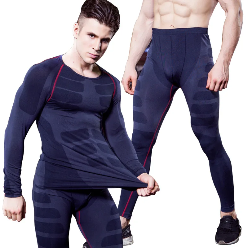 Running T Shirt And Pants Men Compression Tights Underwear Sets