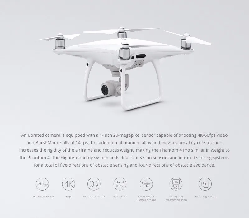 In Stock For Xmas| DJI Phantom 4 Pro Drone With 4K HD Video,30 MINS Flight Time, 7 KM Control Range