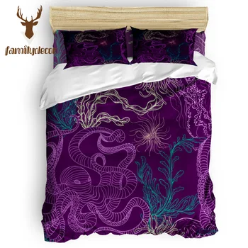 

FamilyDecor DHL Free Shipping Line Octopus Quilted Duvet Set Comforter Sets Childrens Bedroom Comfort Daybed Purple Silver