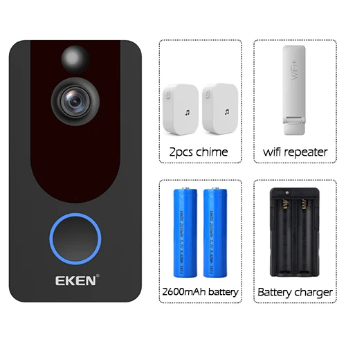 Eken V7 1080P смарт WiFi видео дверной звонок камера визуальный домофон звонок ночного видения IP дверной звонок беспроводная домашняя камера безопасности - Цвет: EKEN V7 Option7