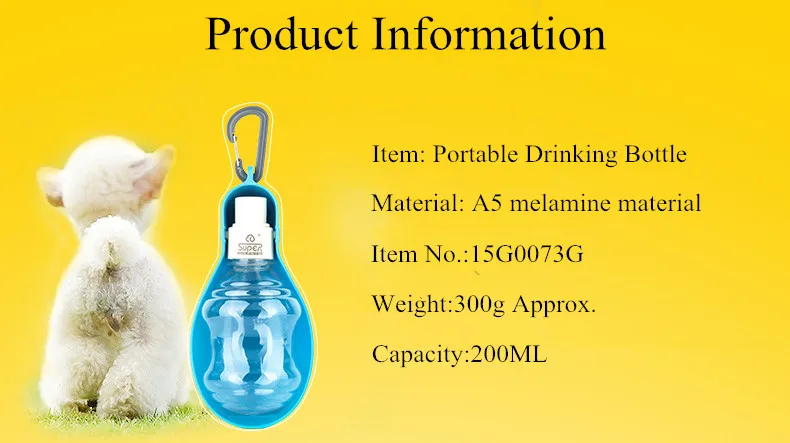 Outdoor Portable Pets Dog Watering Supplies 200ml Capacity Convenient Safe Travel Water Bottle Dog  (9)