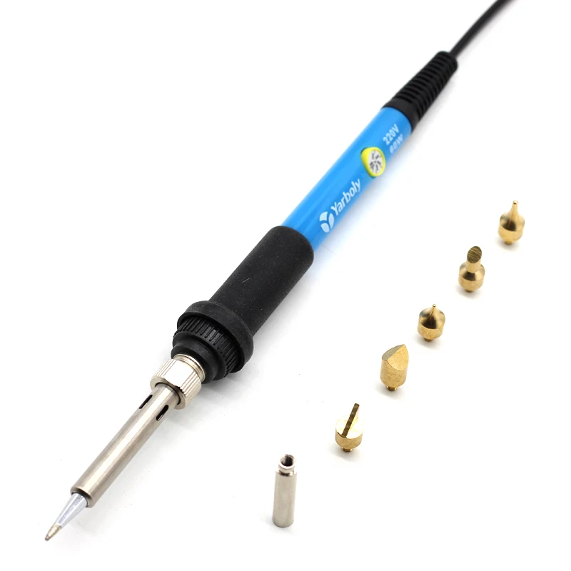 EU Plug 60W Electric Soldering Iron Carving Pyrography Tool Welding Tips Kit Wood Embossing Burning Soldering Pen Set With Stand