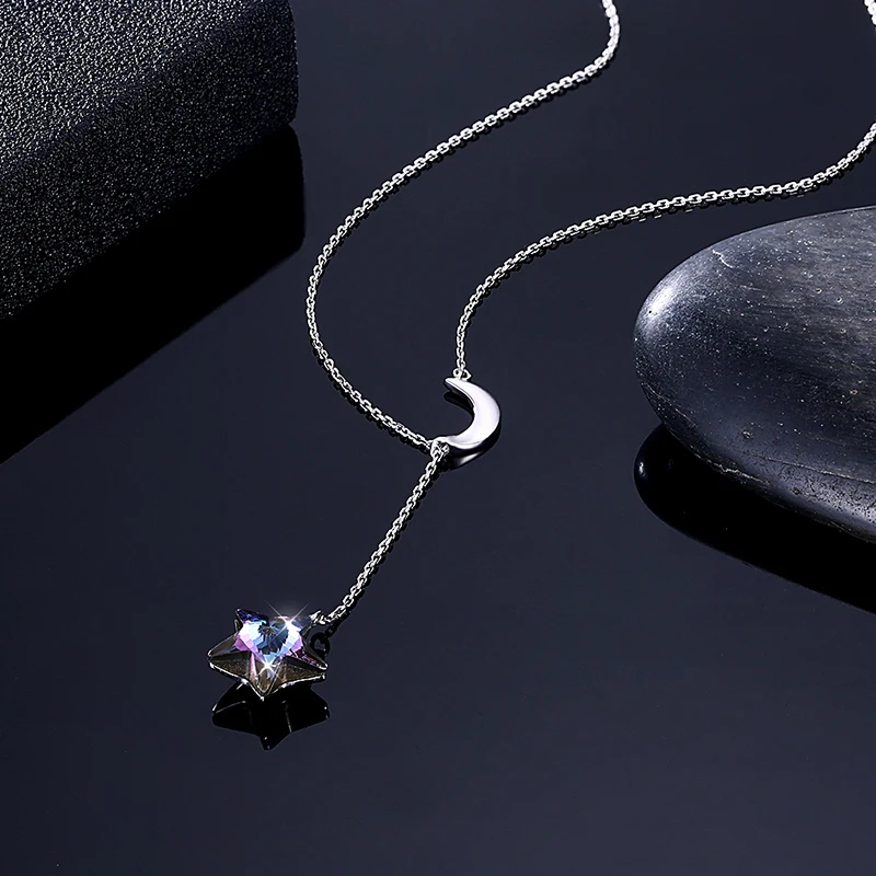 Длинная цепочка с подвеской кристаллом SWAROVSKI серебро 925 пробы|Ожерелья| |