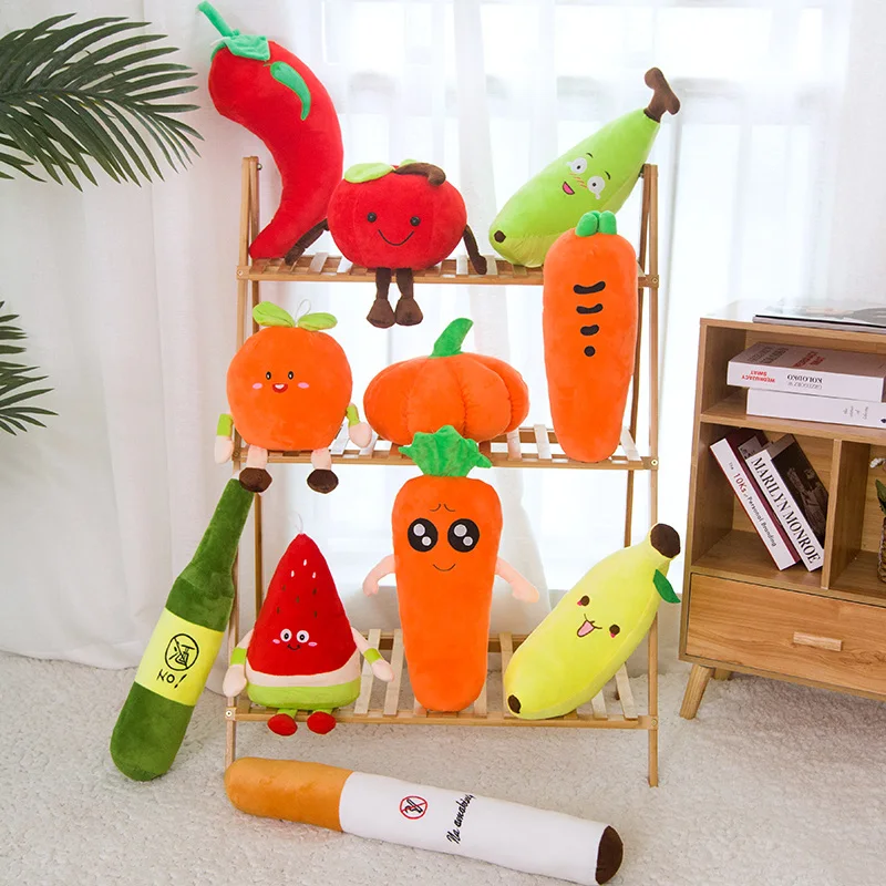 Nouveau Fruits légumes et Fruits banane pastèque carotte Chili citrouille douce peluche poupée jouet pour enfants sieste oreiller cadeau de noël