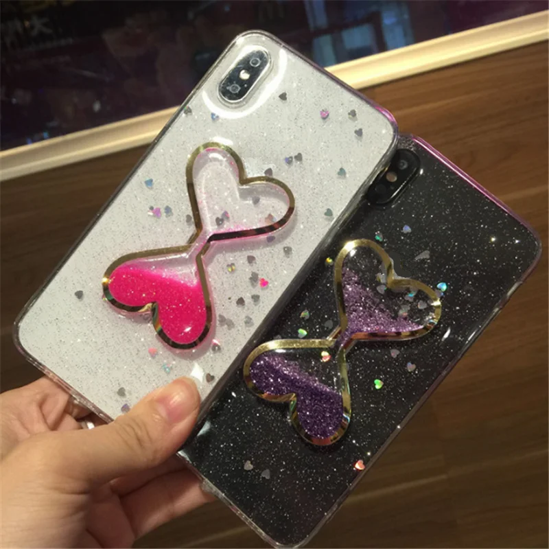 UVR Love Heart Quicksand Phone Case For Iphone X 6s 7 8 PLUS Glitter Back Cover Mobile Bag Hourglass Fundas Carcasas# |