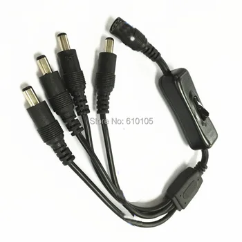 

10pcs/lot 4 Way 5.5x2.1mm Female / Male DC Switch ON OFF Cable LED Cable 30cm