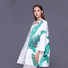 Новые в начале осени Европейский Banana leaf Отпечатано жаккардовая заказ из Бисера Детализации Стрекоза интеллектуальной пальто