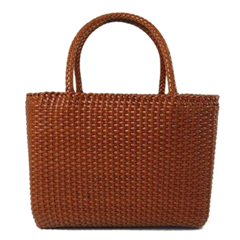 

Women'S Casual Tote Bag Handmade Woven Genuine Leather Handbag Ladies Top-Handle Shoulder Bags Spring Summer Handbag Bolsa
