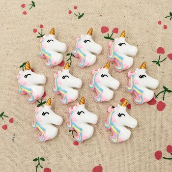 

10Pieces Flat Back Resin Cabochon Kawaii Resin Unicorn DIY Decoration Craft Embellishment Accessories For Headdress :22*29mm