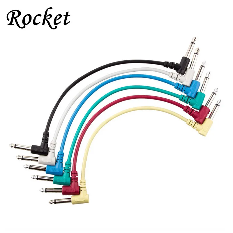 6pcs/set Anti noise Guitar Cables Angled for Guitar Effect Pedals