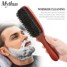 Mythus чистая щетина кабана деревянная щетка для бороды с ручкой Мужская расческа для бритья усов парикмахерские щетки для чистки