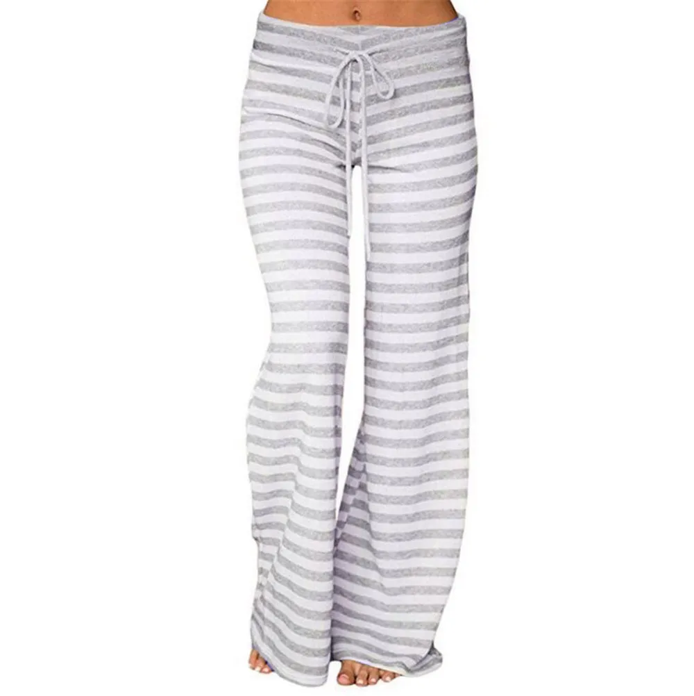 

Women Striped Trousers High Waist Elastic Loose Wide Leg Trousers Dancing Yoga Pants Gym Sport Tights Pants Running Sportswear