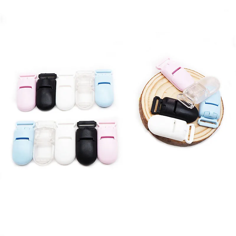 

Chenkai 10PCS 15mm Plastic Baby Pacifier Clips Soother Nipple Clip Transparent Pacifier Clips For DIY Infant Teething Clip Chain