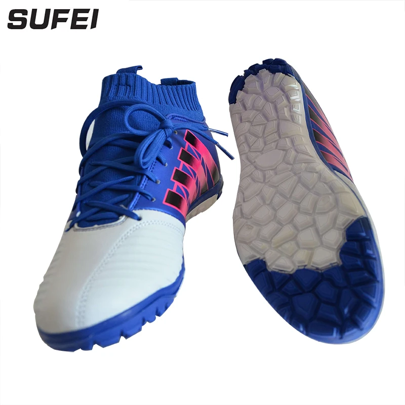 

sufei Men Soccer Shoes TF Football Boots Turf Kids High Top Indoor Futsal Cleats Athletic Trainers Sports Shoes