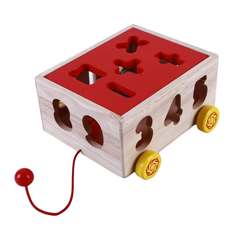  Creative Baby Block Match Learning Educational Wood Toy Trailer Early Teaching Toys 15 Holes Digita - 33010648118