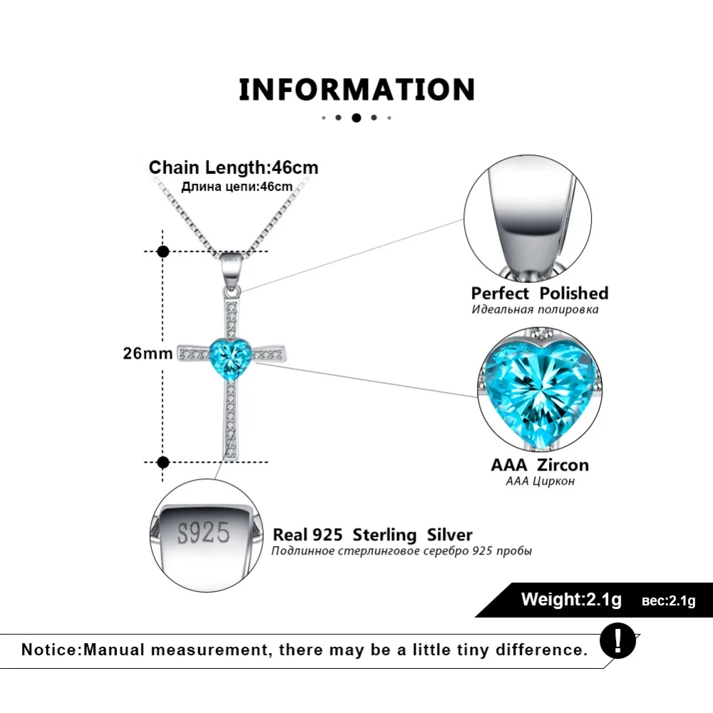 ORSA JEWELS, подлинное 925 пробы Серебряное сердце с подвеской в виде Креста для женщин, ожерелья AAA CZ, Модные женские ювелирные изделия ASN88