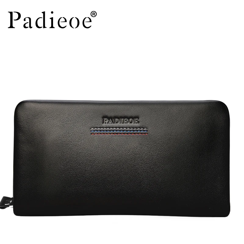 

PADIEOE Men Wallet Genuine Leather Dull Purse Fashion Casual Long Business Male Clutch Wallets Men's handbags Men's clutch bag